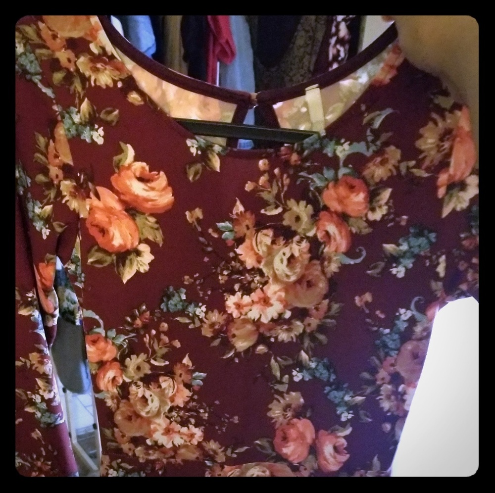 Red Floral floor length dress